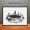 New York City Watercolor Skyline Style 4