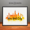 New York City Watercolor Skyline Style 3