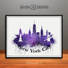 New York City Watercolor Skyline Style 7