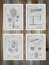Tennis Set of 4 Patent Prints Gray