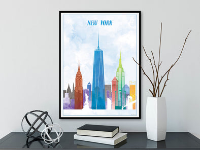 New York City Skyline Watercolor Art Print
