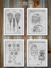 Lacrosse Set of 4 Patent Prints Gray