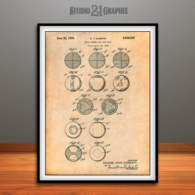 1933 Lacrosse Balls Patent Print Antique Paper