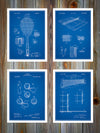 Tennis Set of 4 Patent Prints Blueprint