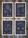 Tennis Set of 4 Patent Prints Blackboard