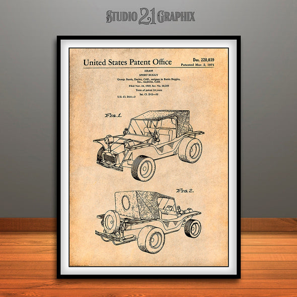 1971 George Barris Sport Buggy Patent Print Antique Paper