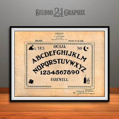 1920 Ouija Board Patent Print Antique Paper