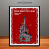 Disney Cinderella's Castle Colorized Patent Print Red
