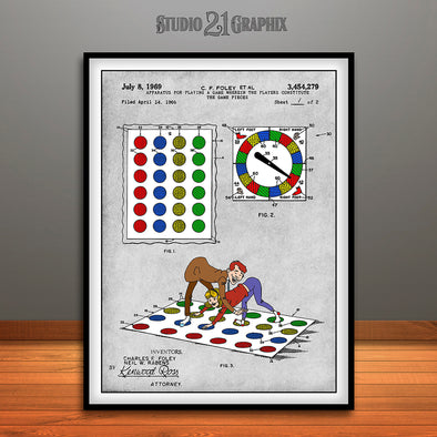 1969 Colorized Twister Game Patent Print Gray