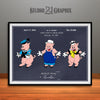 Walt Disney Three Little Pigs Colorized Patent Print Blackboard