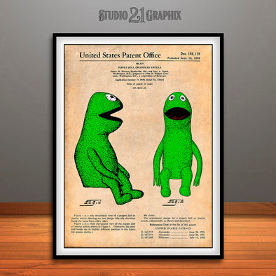 1959 Kermit The Frog Muppet Patent Print Antique Paper