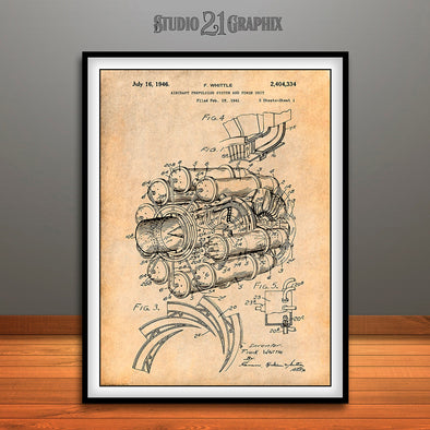 1941 Jet Engine Patent Print Antique Paper