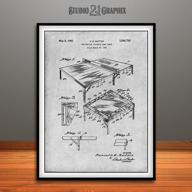 1949 Table Tennis, Ping Pong Game Table Patent Print Gray