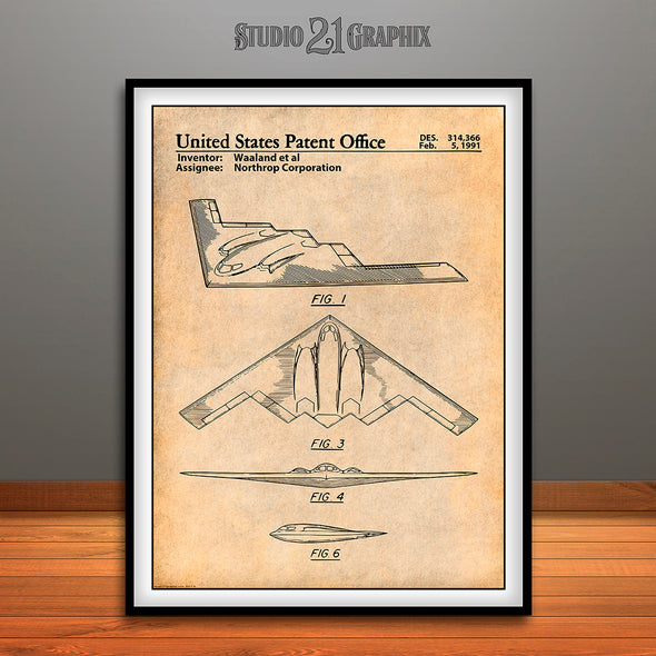 1991 Northrop B-2 Spirit Stealth Bomber Patent Print Antique Paper
