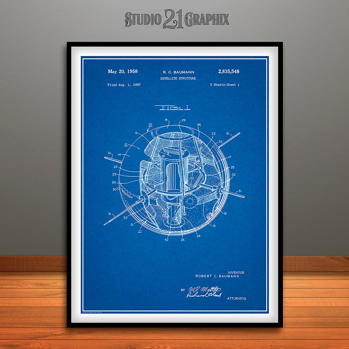 1957 Satellite Structure Sputnik Patent Print - UNFRAMED – Studio 21 ...