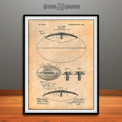 1902 Football Patent Print Antique Paper