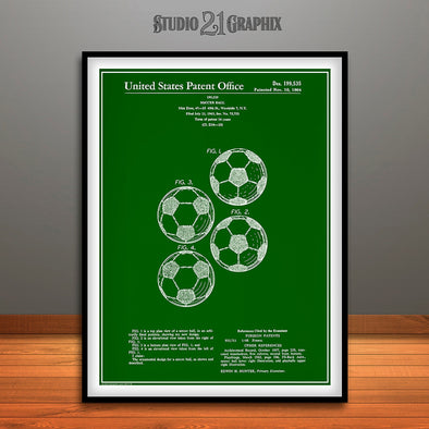 1964 Soccer Ball Patent Print Green