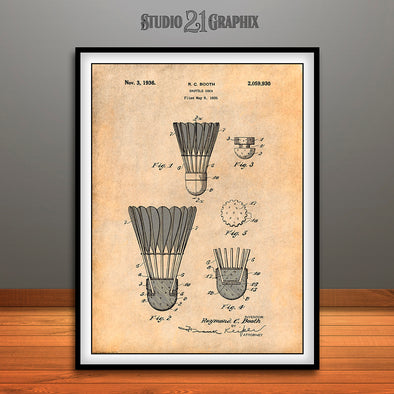 1935 Badminton Shuttlecock Patent Print Antique Paper