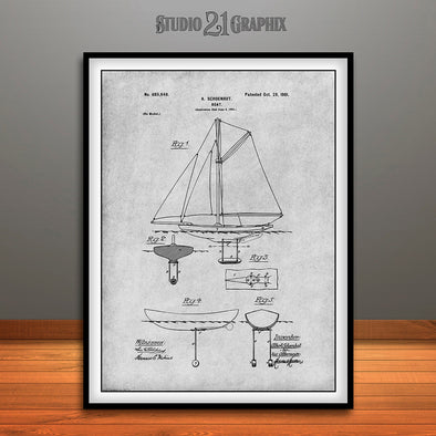 1901 Schoenhut Sailboat Patent Print Gray