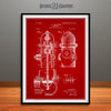 1903 Fire Hydrant Patent Poster Print Red