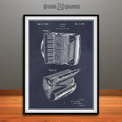 1938 Vassos Accordion Patent Print Blackboard