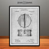 1909 Ludwig Snare Drum Patent Print Gray