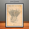 Harley Davidson Evolution Engine Patent Print Antique Paper