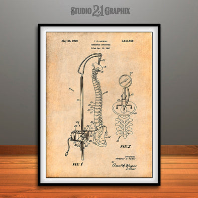 1967 Chiropractic Vertebra Structure Patent Print Antique Paper