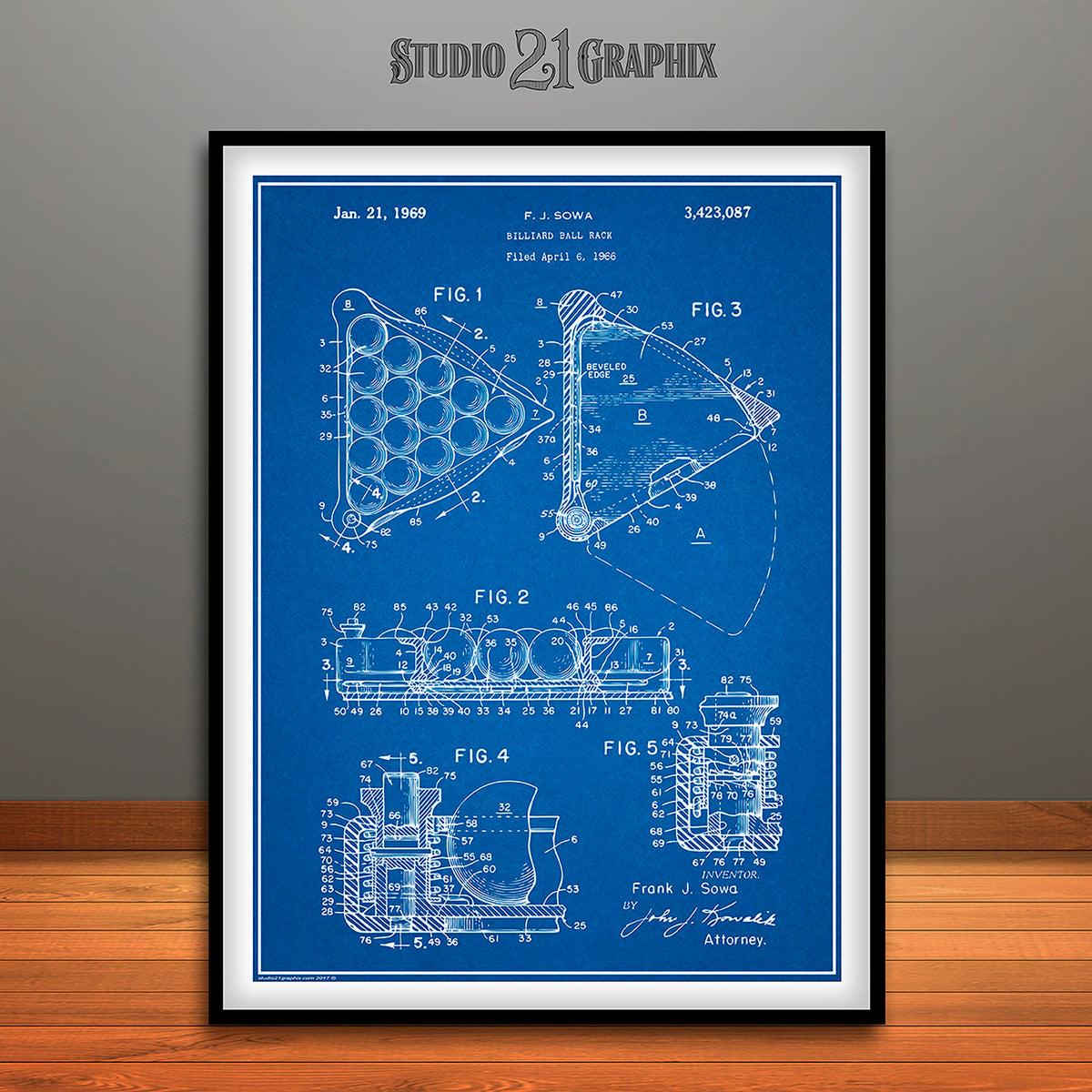 1966 Billiard Ball Rack Patent Print - UNFRAMED – Studio 21 Graphix