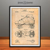 1907 Roller Skate Patent Print Antique Paper