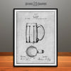 1876 Beer Mug Patent Print Gray