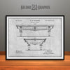 1873 Billiard Table Patent Print Gray