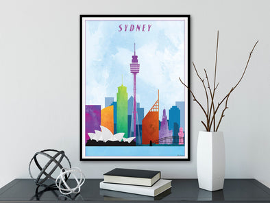 Sydney, Australia City Skyline Watercolor Art Print