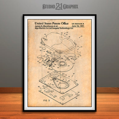 1991 Seagate Computer Hard Drive Patent Print Antique Paper