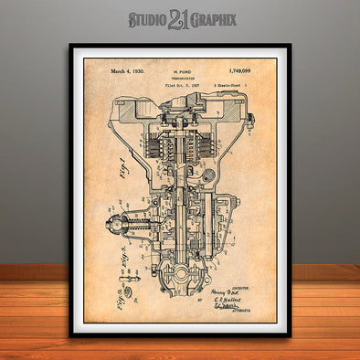 1927 Henry Ford Transmission Patent Print Antique Paper