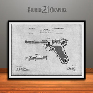 1904 Luger Pistol Patent Print Gray
