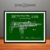 1982 Uzi Submachine Gun Patent Print Green