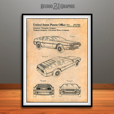 1981 DeLorean Automobile Patent Print Antique Paper