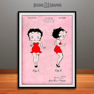 1931 Colorized Betty Boop Patent Print Pink