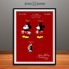1930 Walt Disney Mickey Mouse Colorized Patent Print Red