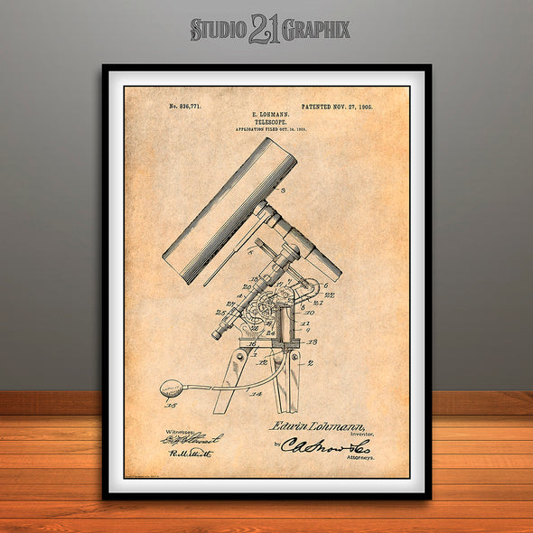 1906 Lohmann Telescope Patent Print Antique Paper