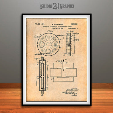 1932 Cyclotron Atom Splitter Particle Accelerator Patent Print Antique Paper
