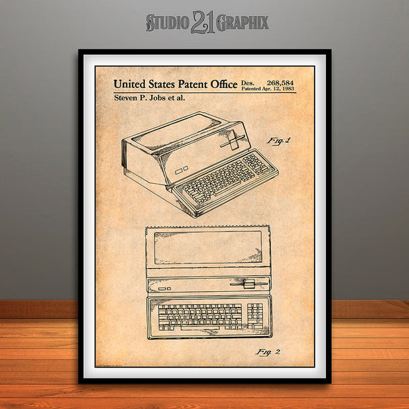 1983 Steve Jobs Apple Personal Computer Patent Print Antique Paper