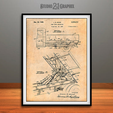 1939 Dump Truck Patent Print Antique Paper