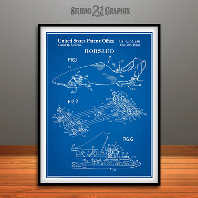 1982 Bobsled Patent Print Blueprint