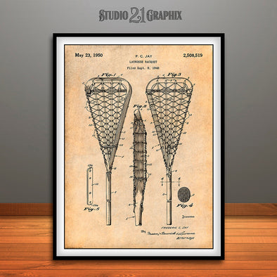 1950 Lacrosse Stick Patent Print Antique Paper
