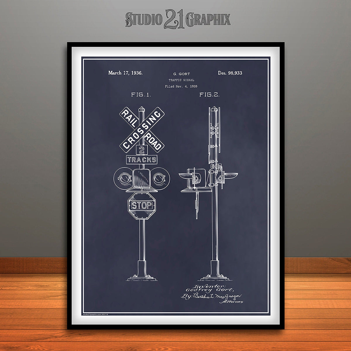 1935 Railroad Crossing Traffic Signal Patent Print - UNFRAMED – Studio ...