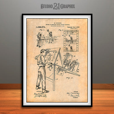 1915 Max Fleischer Original Rotoscope Patent Print Antique Paper