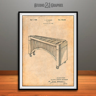1936  Marimba Xylophone Patent Print Antique Paper