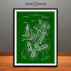 1914 Strand OHC Motorcycle Engine Patent Print Green
